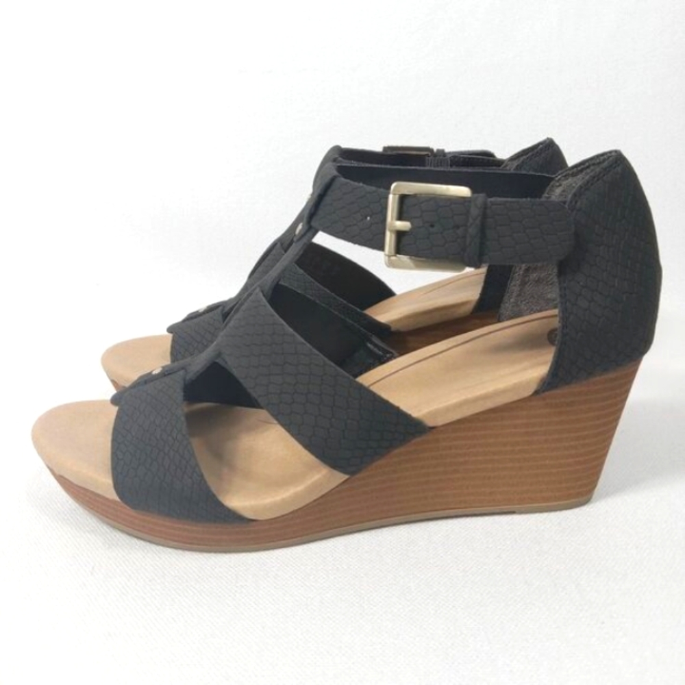 Dr.Scholls Women's Barton Wedge Black Sandals Size 8.5 - Picture 4 of 14